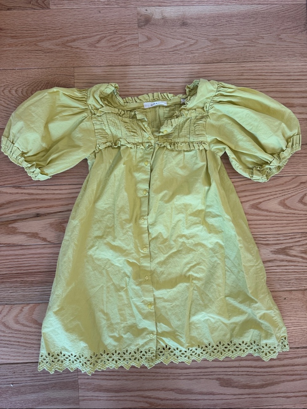 Doen Puff-Sleeve Eyelet Hem Kids Dress. Size 8